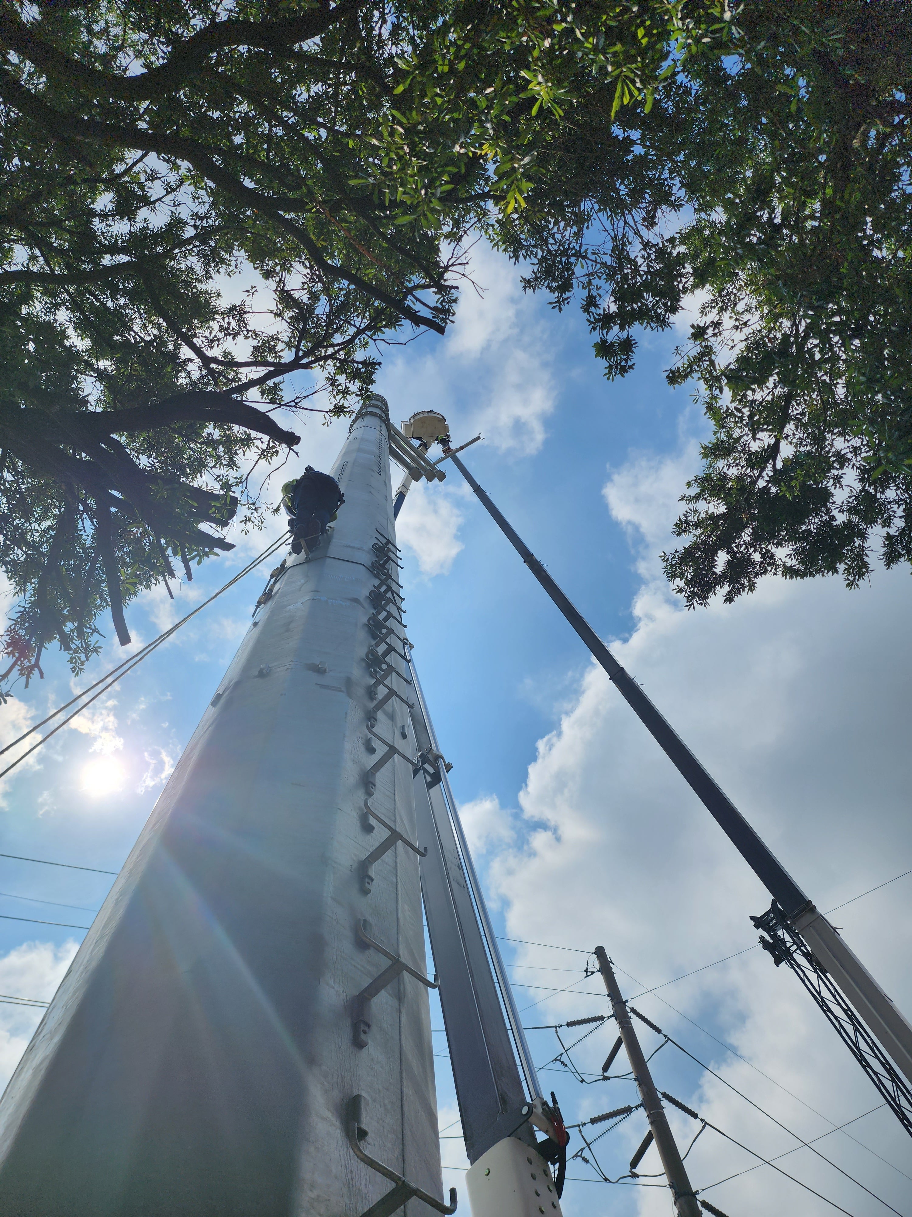 Shayla Gaffney Preparing for Utility Pole Climbing
