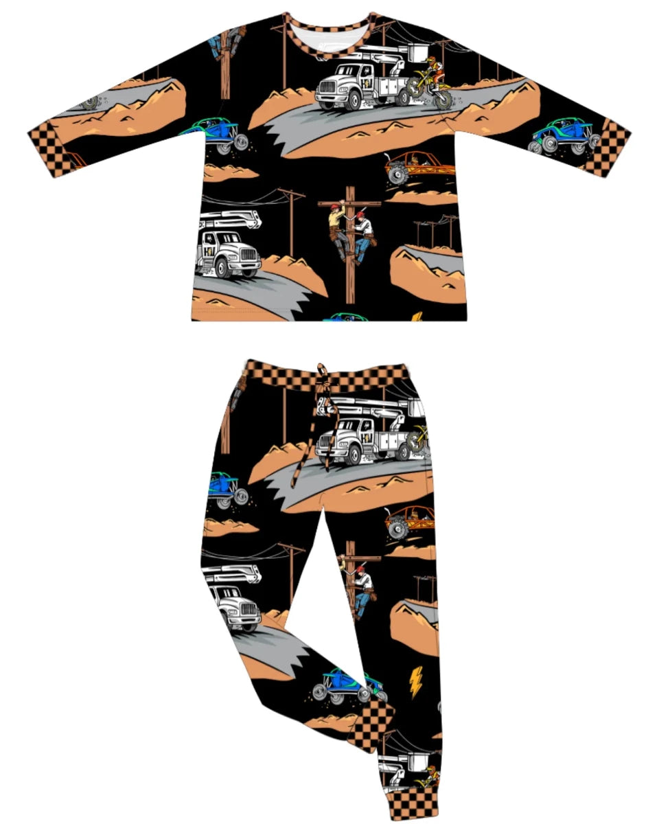 High Voltage 2 Piece Pajamas / PREORDER: EST. SHIPPING: DECEMBER 7 - 14 - High Voltage Industries