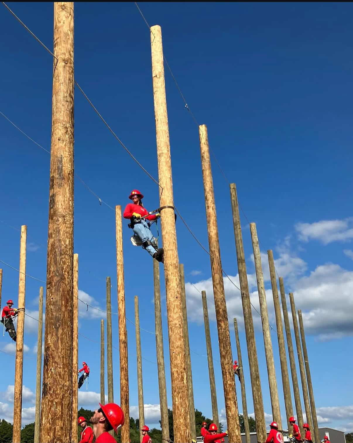 Shayla Gaffney Utility Pole Climbing Training