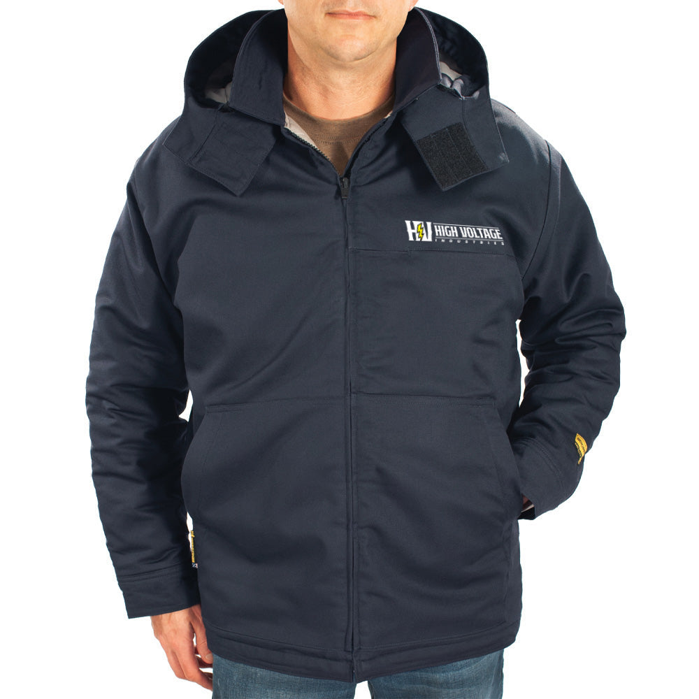 High Voltage Heavyweight Insulated Bomber Jacket and Removable Hood - High Voltage Industries