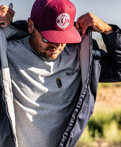 High Voltage Heavyweight Insulated Bomber Jacket and Removable Hood - High Voltage Industries