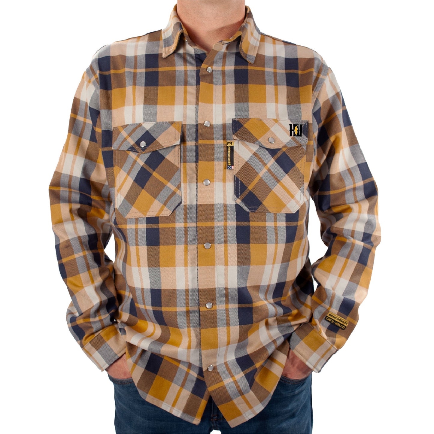 HVI x Benchmark FR Plaid (Navy & Rust)