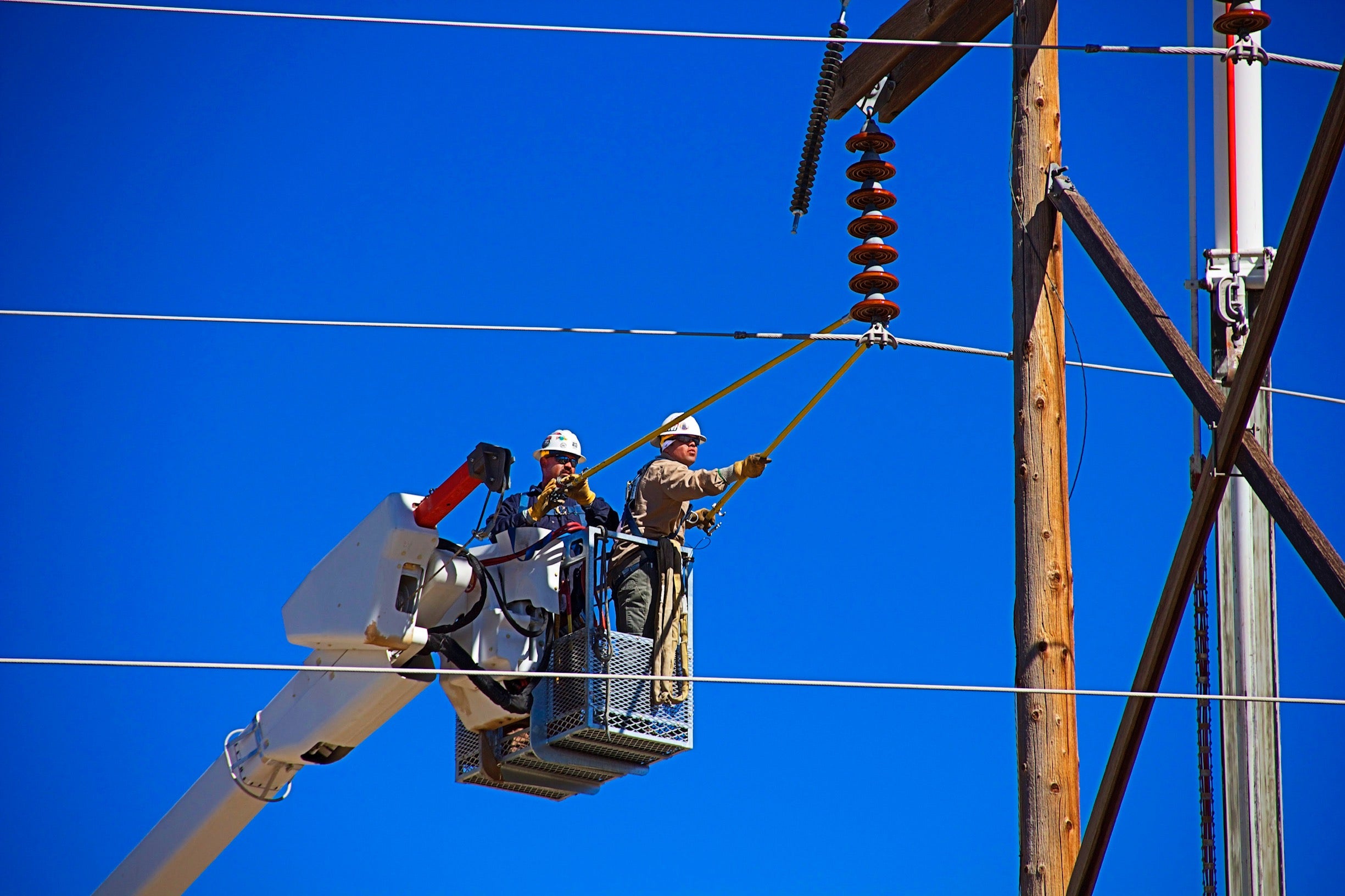 Shayla Gaffney and crew performing Storm Restoration Linework