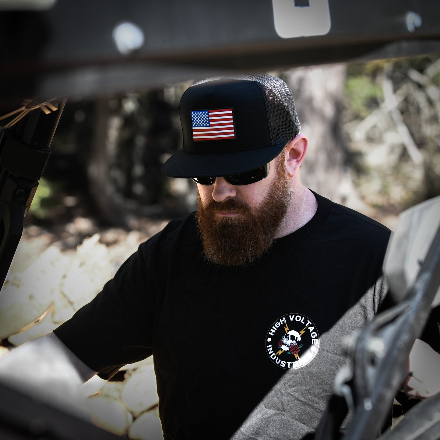 Flag Patch Black Trucker