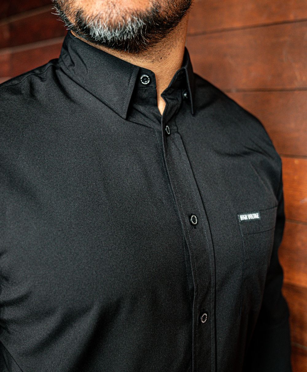The Foreman Longsleeve Button Up (Black) by High Voltage Industries