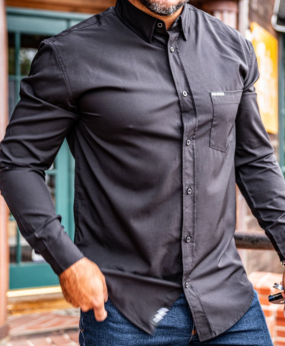 The Foreman Longsleeve Button Up (Black) by High Voltage Industries