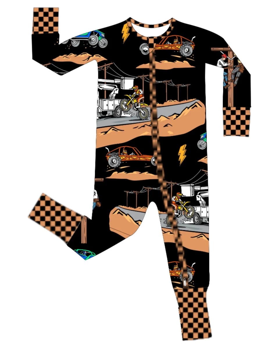 High Voltage Zip Up Pajamas/ PREORDER: EST. SHIPPING: DECEMBER 7- 14 - High Voltage Industries
