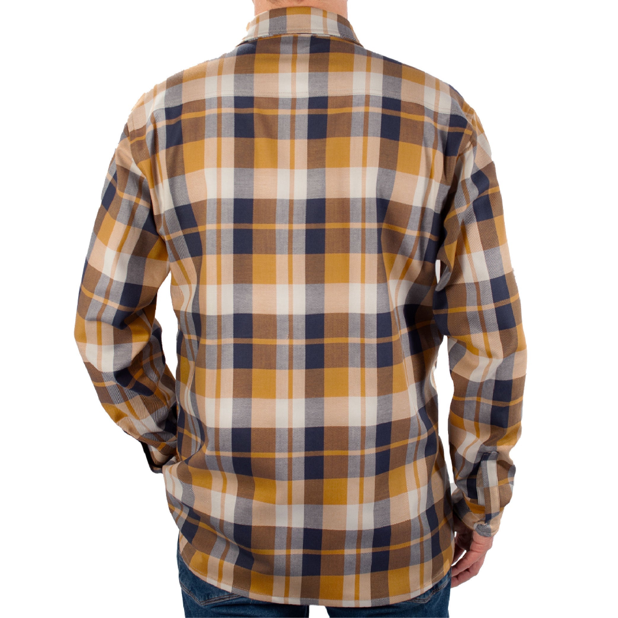 HVI x Benchmark FR Plaid (Navy & Rust) | High Voltage Industries