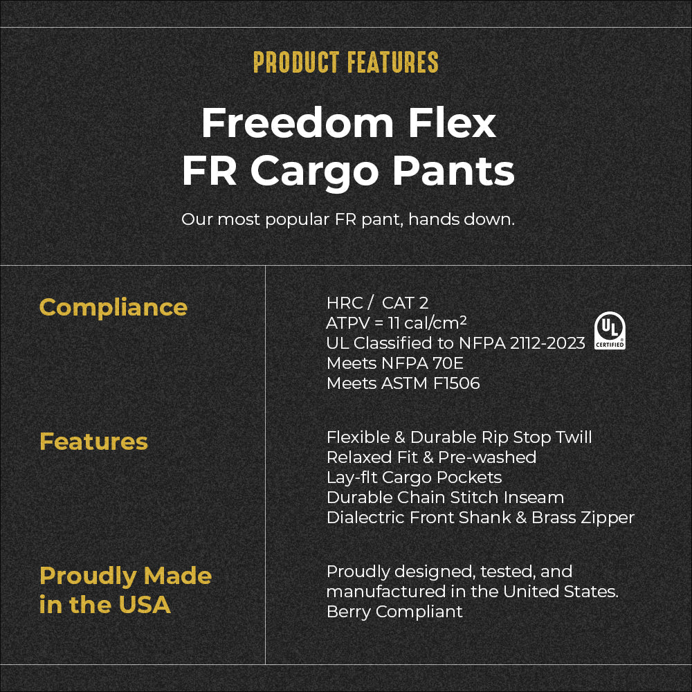 Benchmark FR - Freedom Flex Flame Resistant Cargo Pant - High Voltage Industries