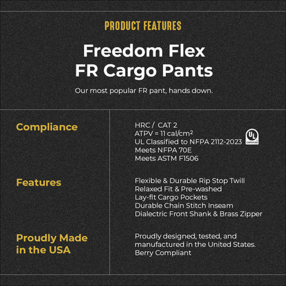 Benchmark FR - Freedom Flex Flame Resistant Cargo Pant - High Voltage Industries