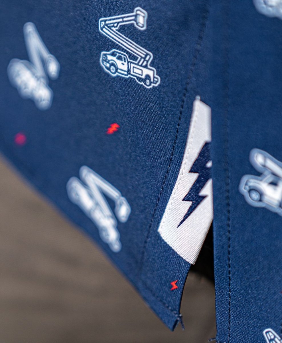 Bucket Truck Button Up (Blue) - High Voltage Industries