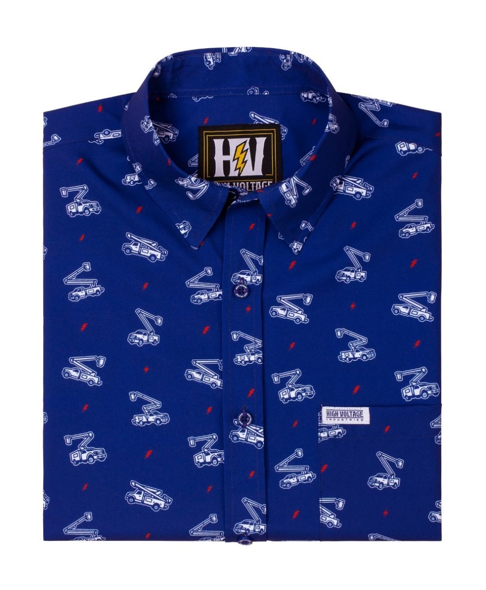 Bucket Truck Button Up (Blue) - High Voltage Industries