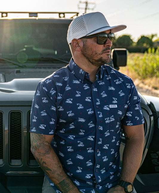 Bucket Truck Button Up (Blue) - High Voltage Industries