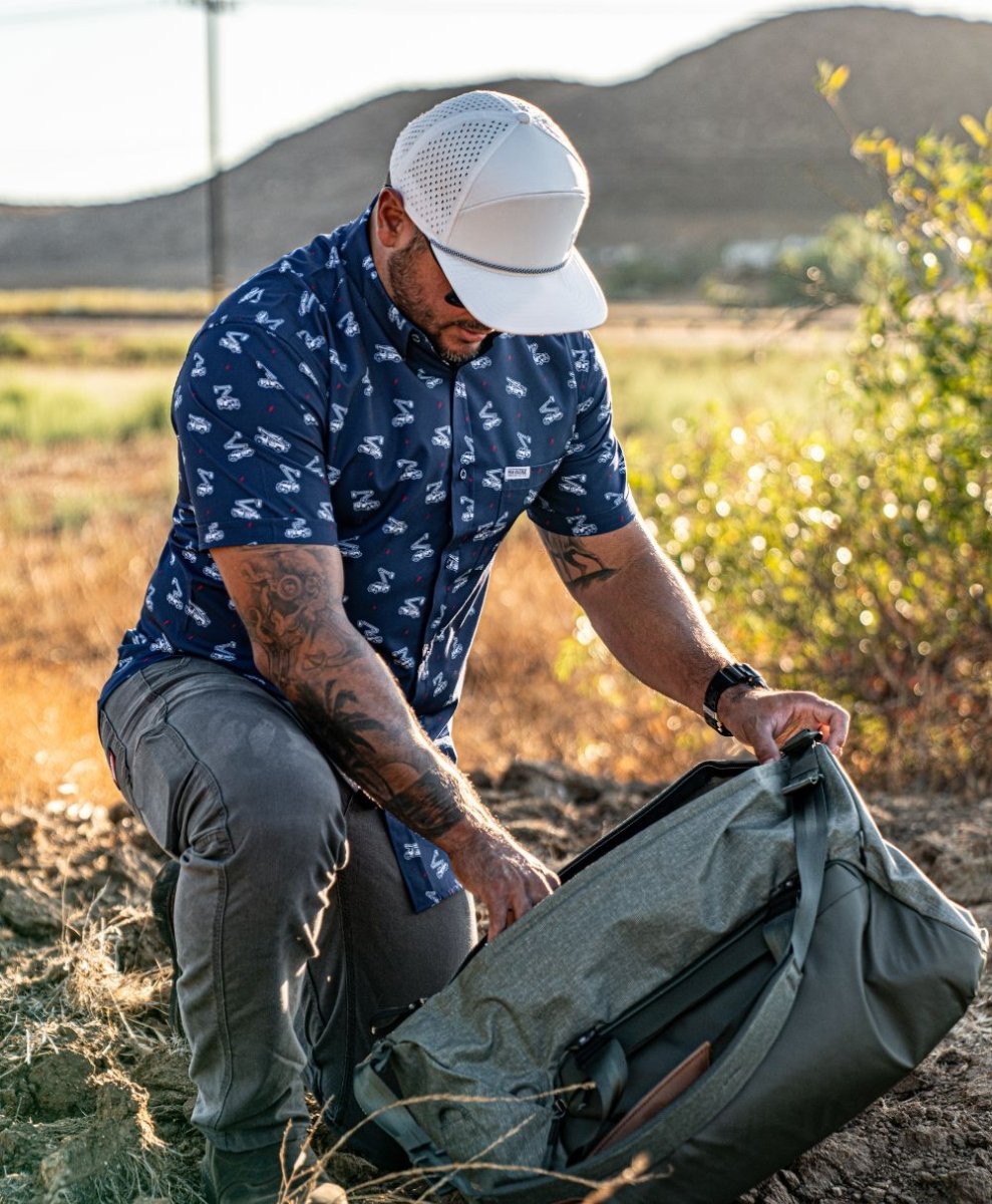Bucket Truck Button Up (Blue) - High Voltage Industries