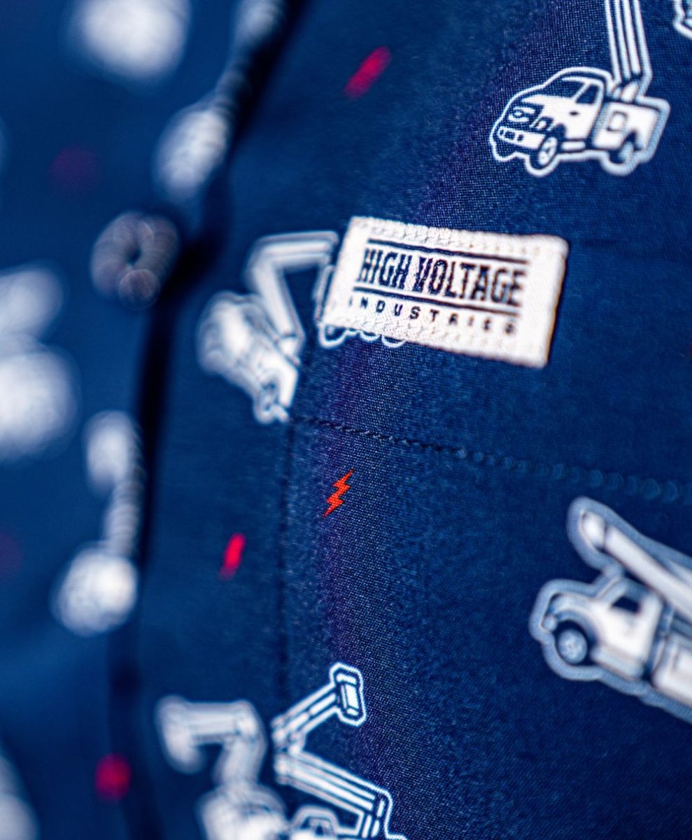 Bucket Truck Button Up (Blue) - High Voltage Industries