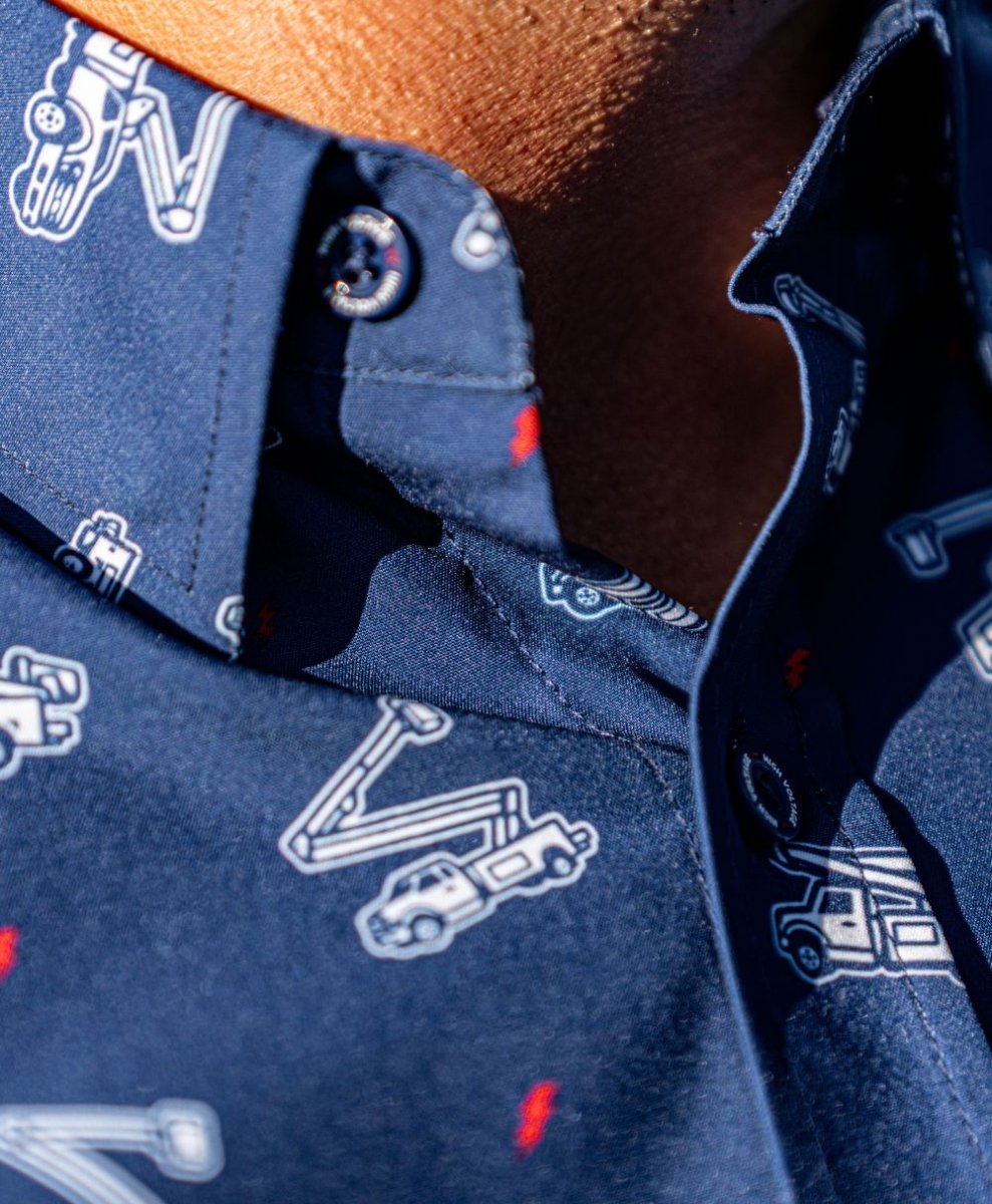 Bucket Truck Button Up (Blue) - High Voltage Industries