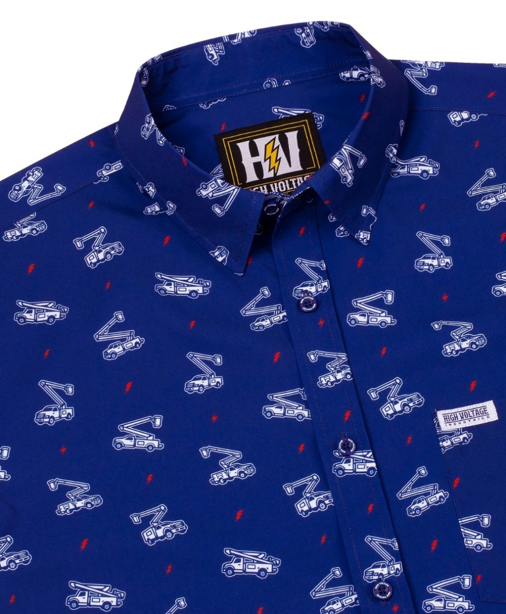 Bucket Truck Button Up (Blue) - High Voltage Industries