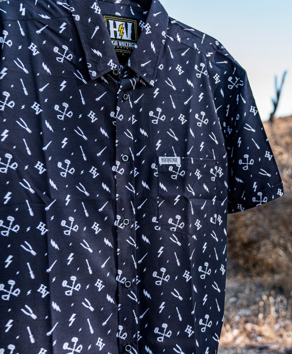 Essentials Button Up (Black) - High Voltage Industries