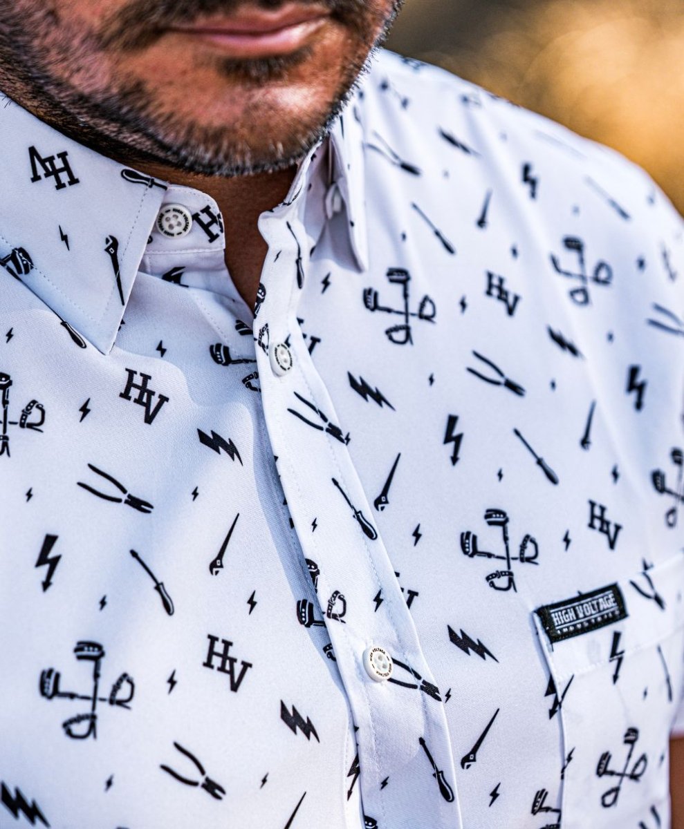 Essentials Button Up (White) - High Voltage Industries