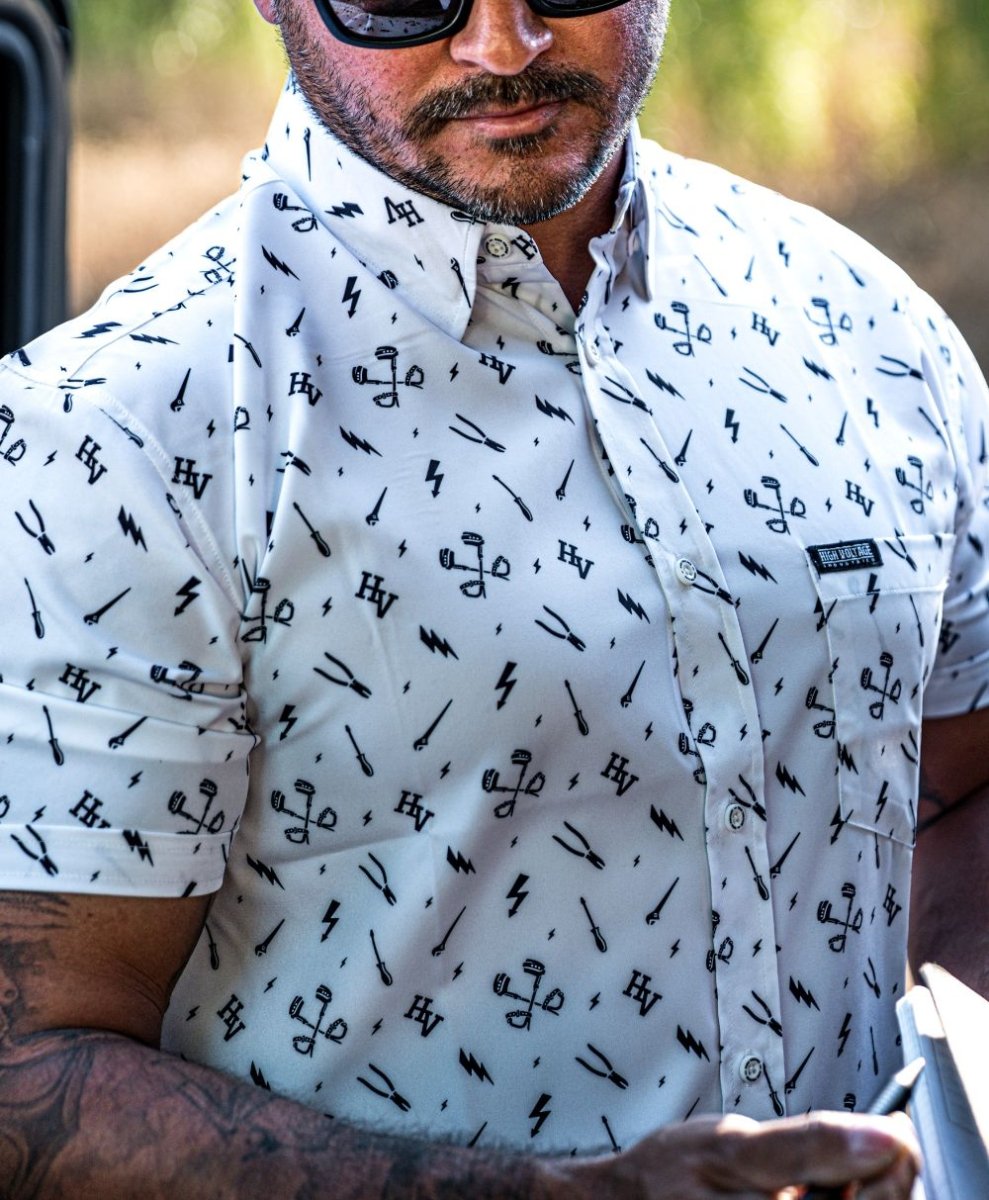 Essentials Button Up (White) - High Voltage Industries