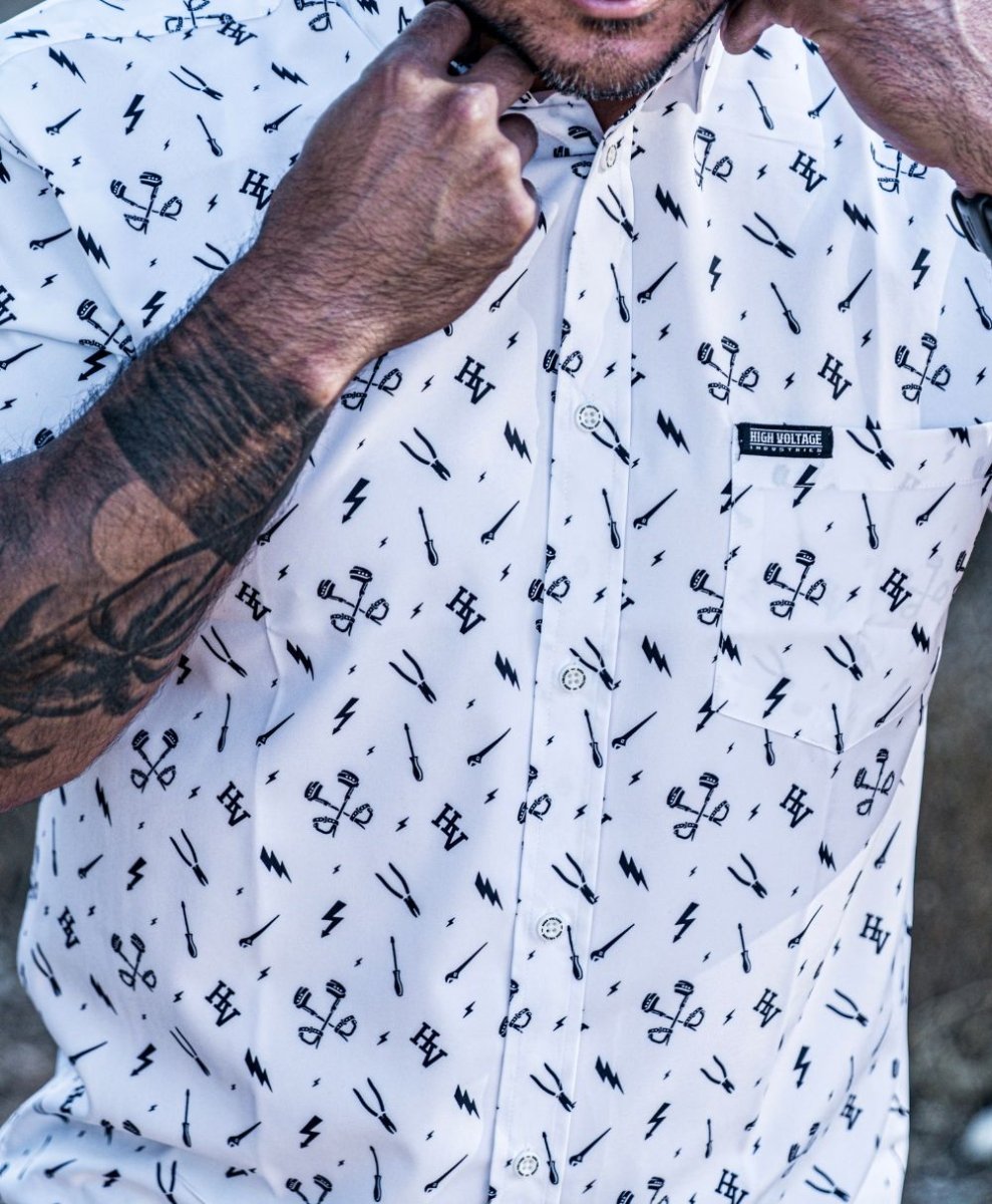 Essentials Button Up (White) - High Voltage Industries