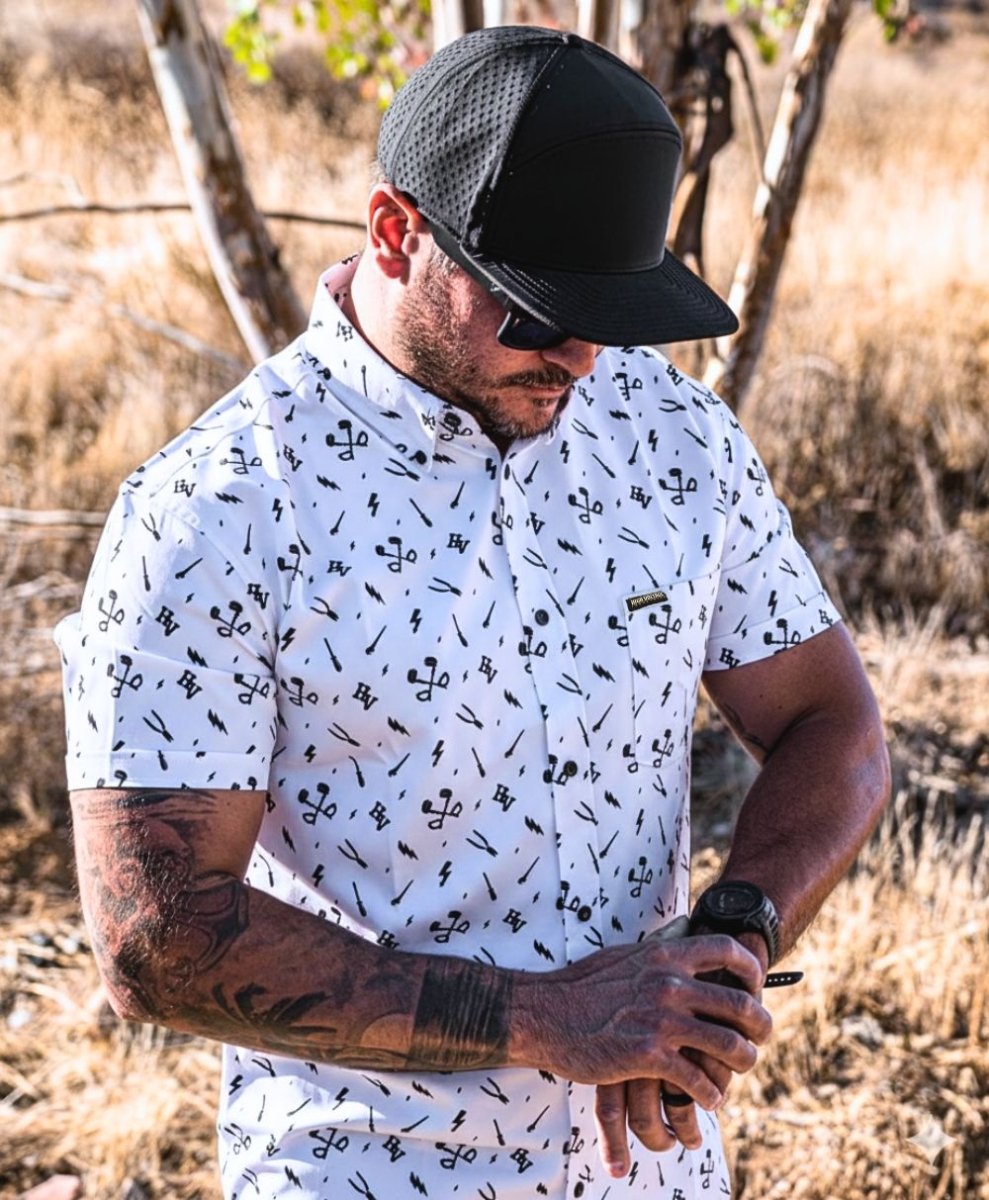 Essentials Button Up (White) - High Voltage Industries