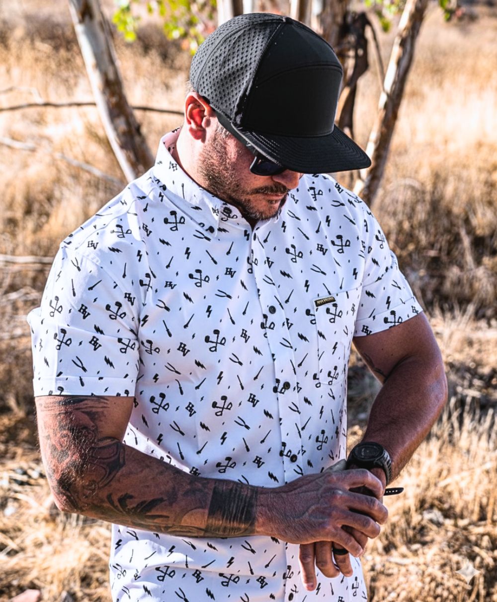 Essentials Button Up (White) - High Voltage Industries
