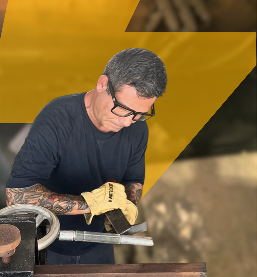 High-voltage cable splicer Mark Savage working with protective gloves and tools