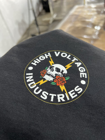 Front logo design of Guardian Tee - High Voltage Industries