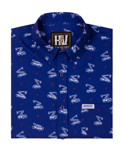 Bucket Truck Button Up (Blue) - High Voltage Industries