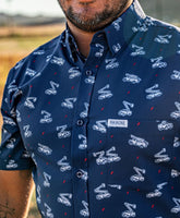 Bucket Truck Button Up (Blue) - High Voltage Industries