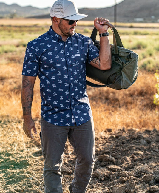 Bucket Truck Button Up (Blue) - High Voltage Industries