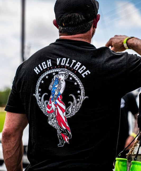 Old Glory Tee (Black) - High Voltage Industries
