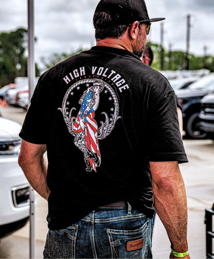 Old Glory Tee (Black) - High Voltage Industries
