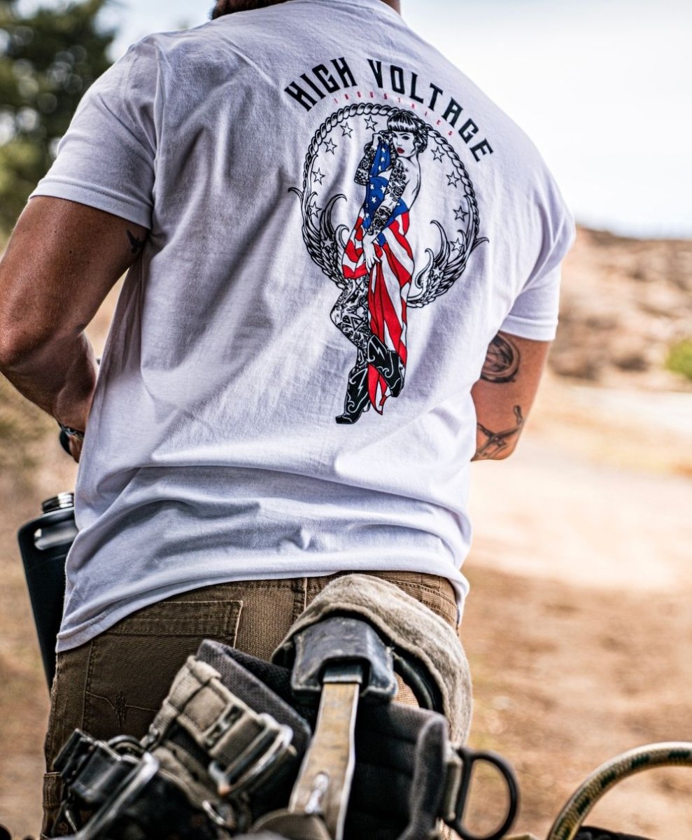 Old Glory Tee (White) - High Voltage Industries