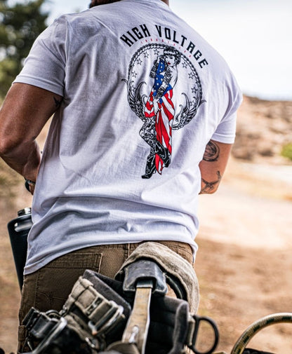 Old Glory Tee (White) - High Voltage Industries