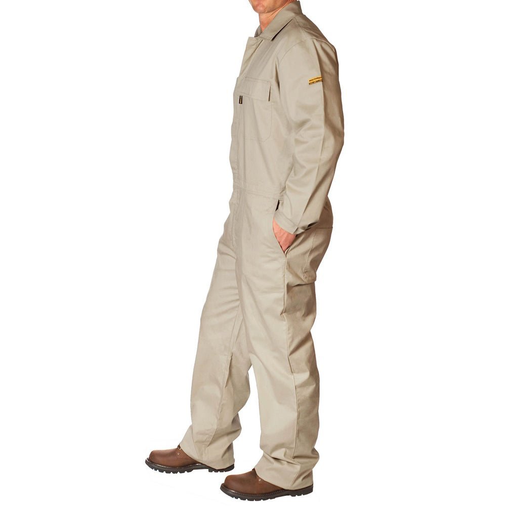 HVI x Benchmark FR - Flame Resistant Featherweight Beige Coveralls - High Voltage Industries