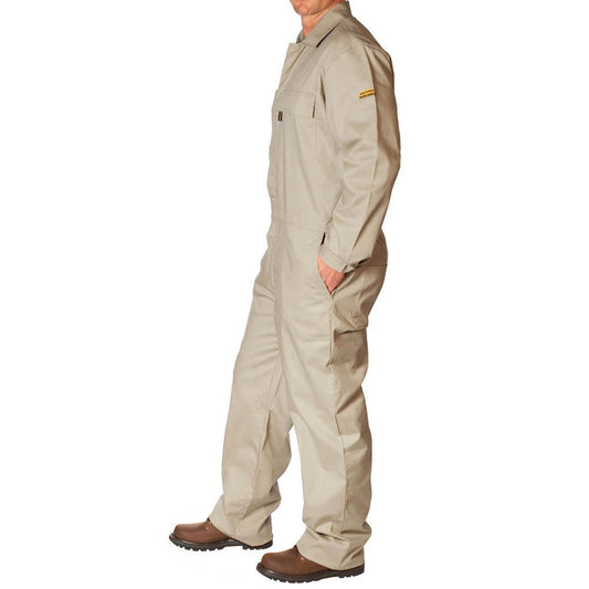 HVI x Benchmark FR - Flame Resistant Featherweight Beige Coveralls - High Voltage Industries