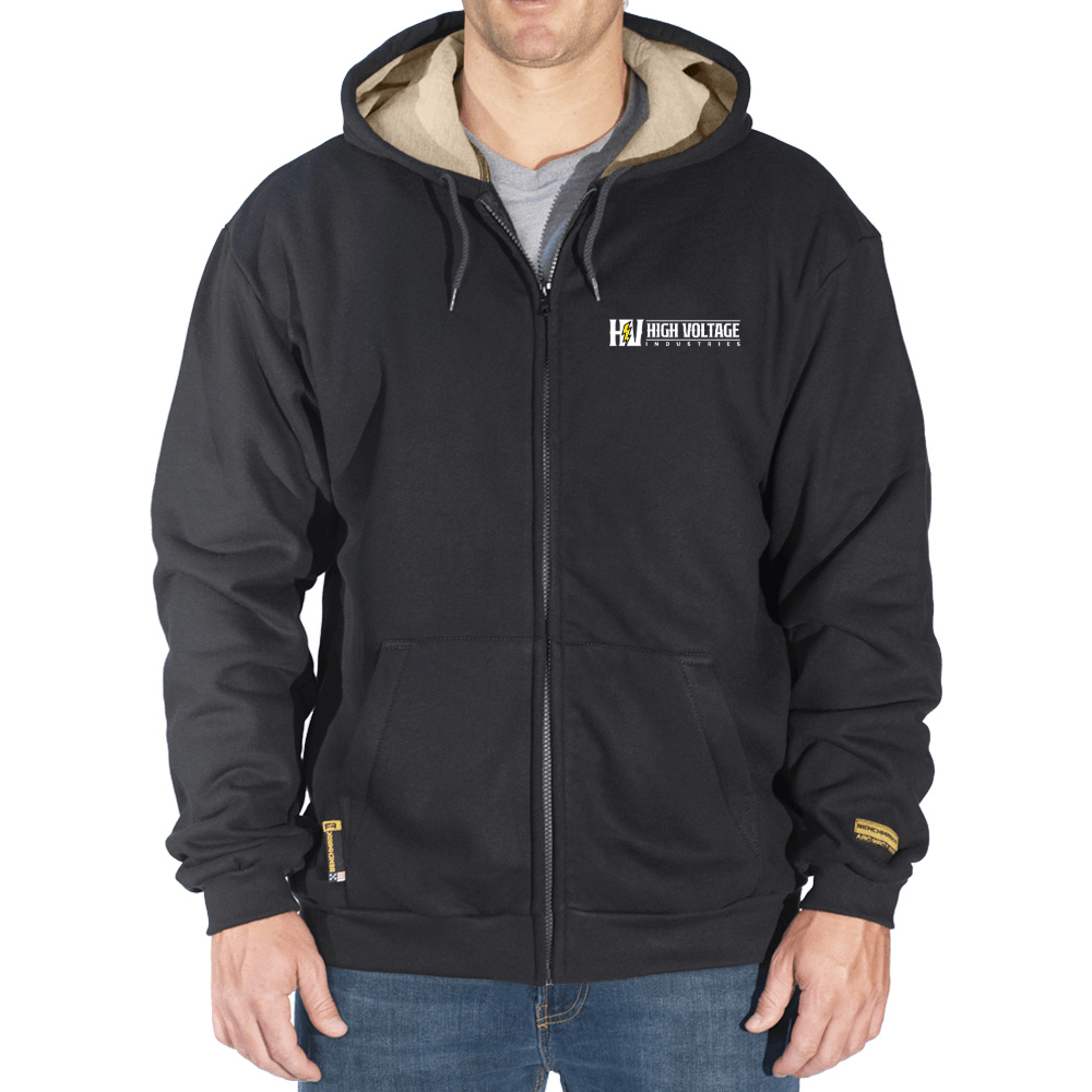 HVI x Benchmark FR - FR Zip-Up Black Hooded Sweatshirt - High Voltage Industries