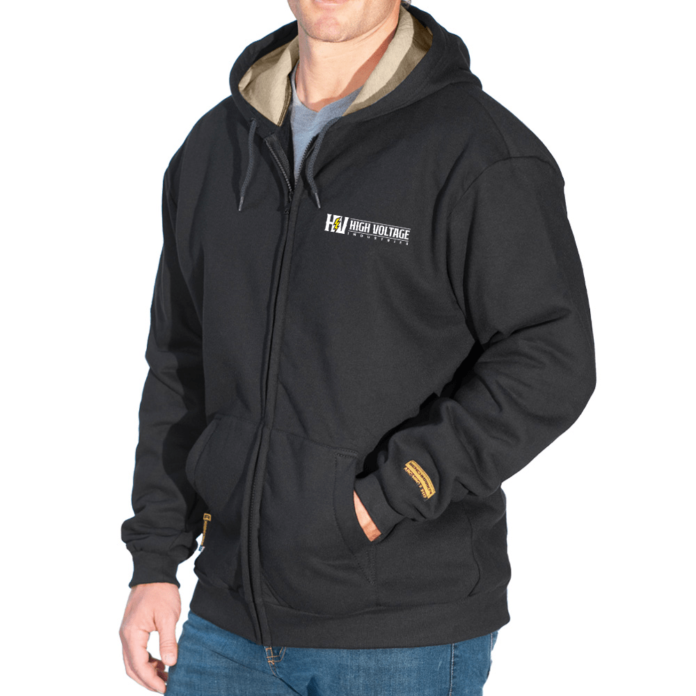HVI x Benchmark FR - FR Zip-Up Black Hooded Sweatshirt - High Voltage Industries