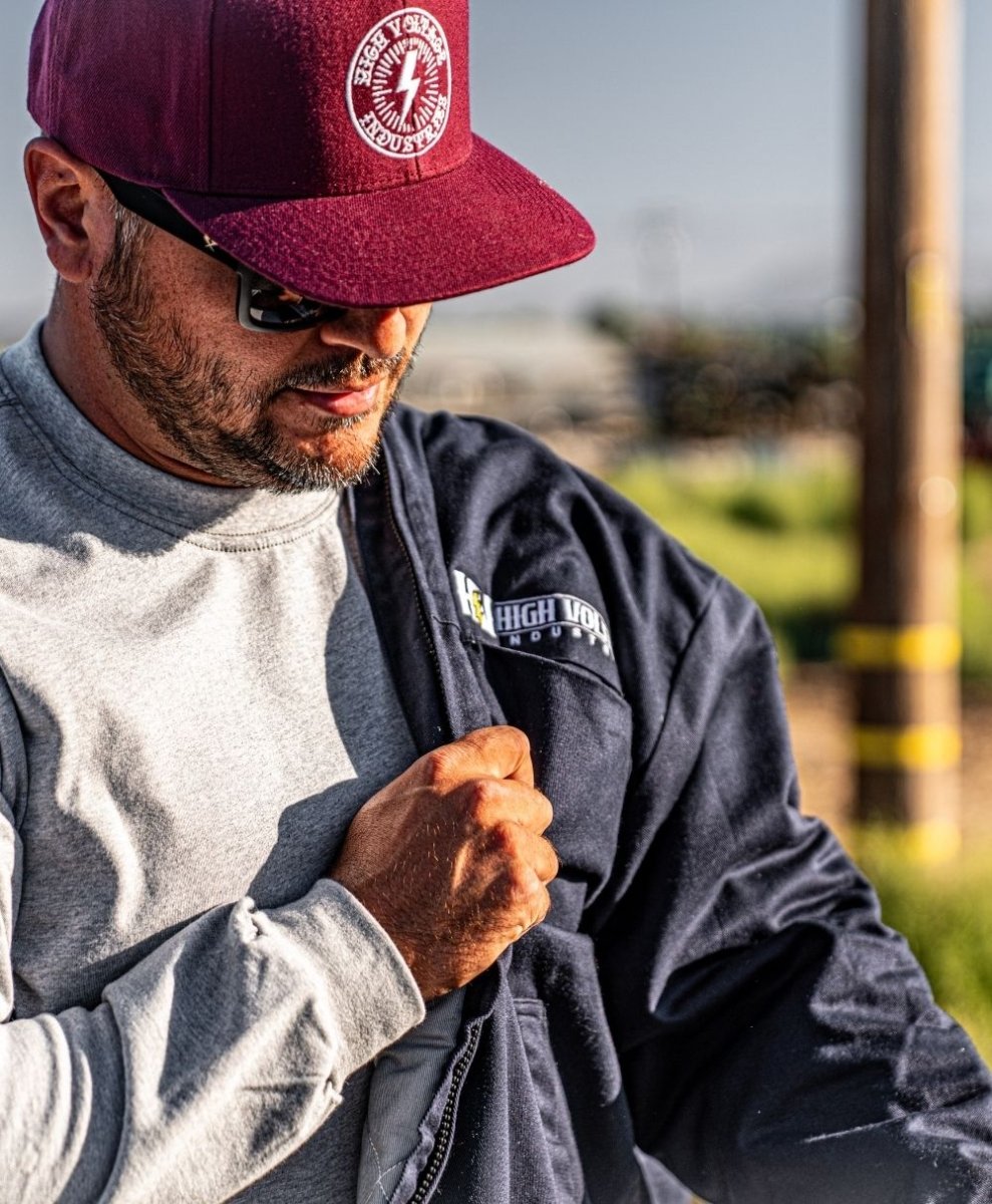 HVI x Benchmark FR - Heavyweight Insulated Bomber Jacket & Removable Hood - High Voltage Industries