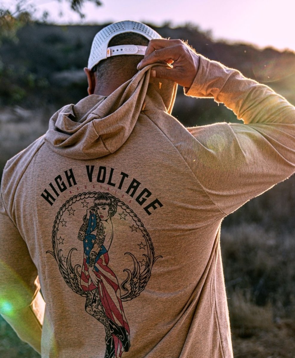 HVI x Benchmark FR - Old Glory Lightweight FR Hoodie - High Voltage Industries