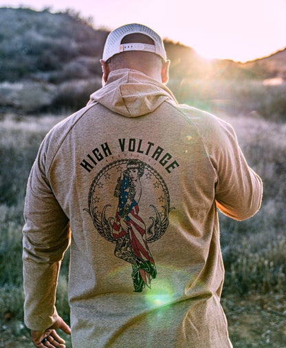 HVI x Benchmark FR - Old Glory Lightweight FR Hoodie - High Voltage Industries