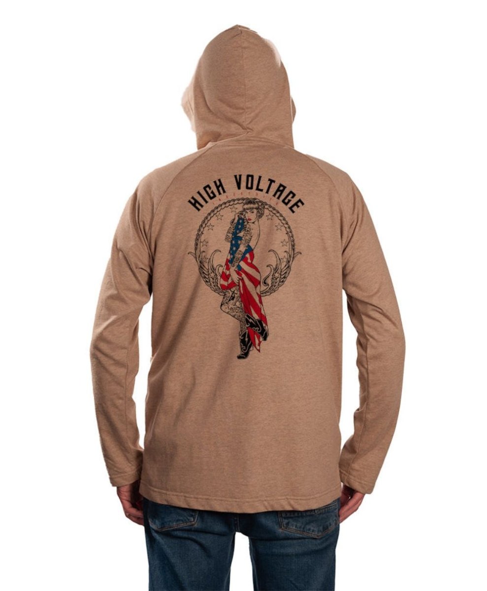 HVI x Benchmark FR - Old Glory Lightweight FR Hoodie - High Voltage Industries