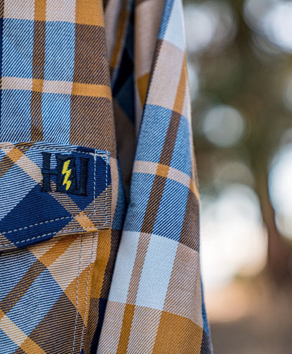 HVI x Benchmark FR Plaid (Navy & Rust) - High Voltage Industries