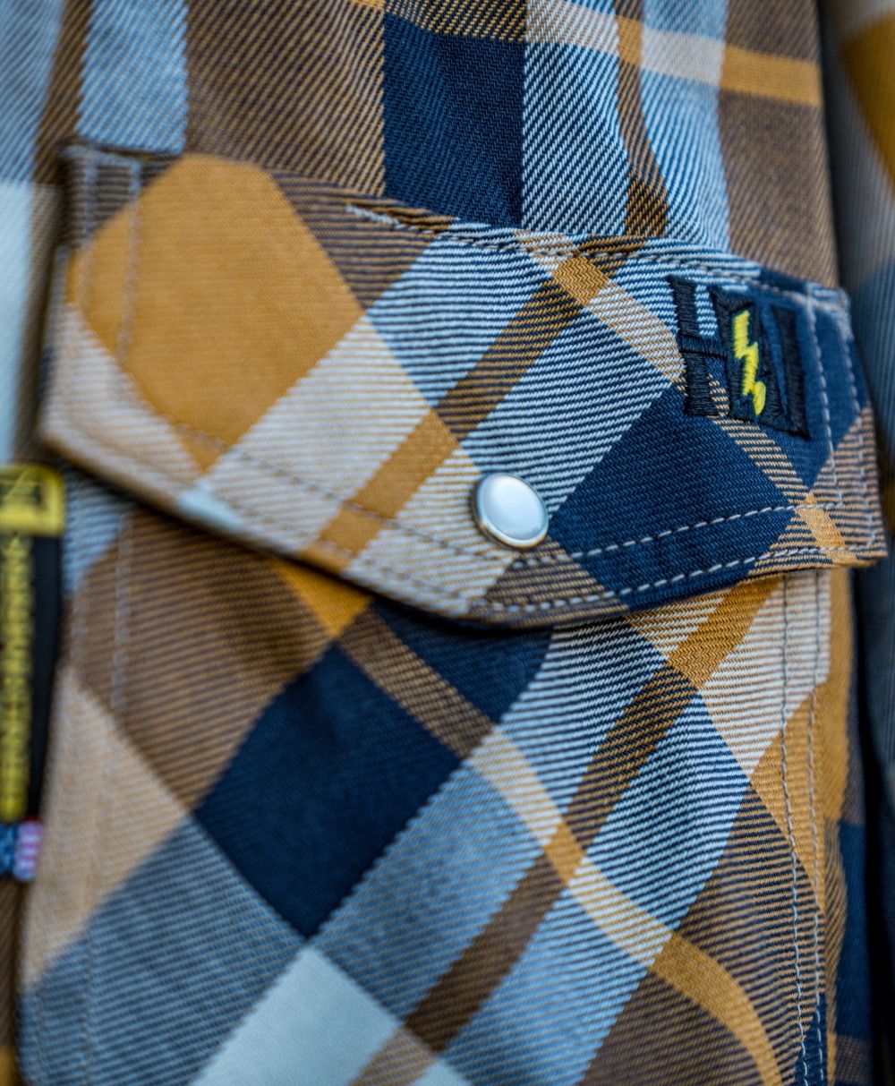 HVI x Benchmark FR Plaid (Navy & Rust) - High Voltage Industries