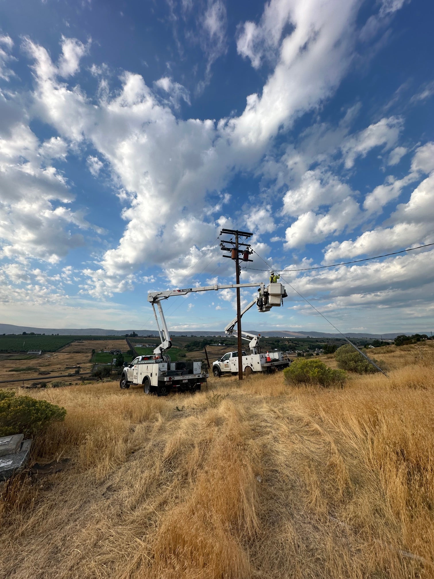 Shayla Gaffney Preparing for Utility Pole Climbing
