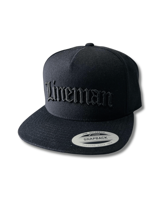 OG Lineman STEALTH Black Snapback - High Voltage Industries