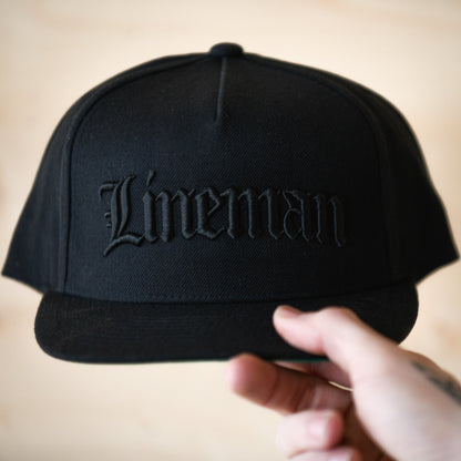 OG Lineman STEALTH Black Snapback - High Voltage Industries