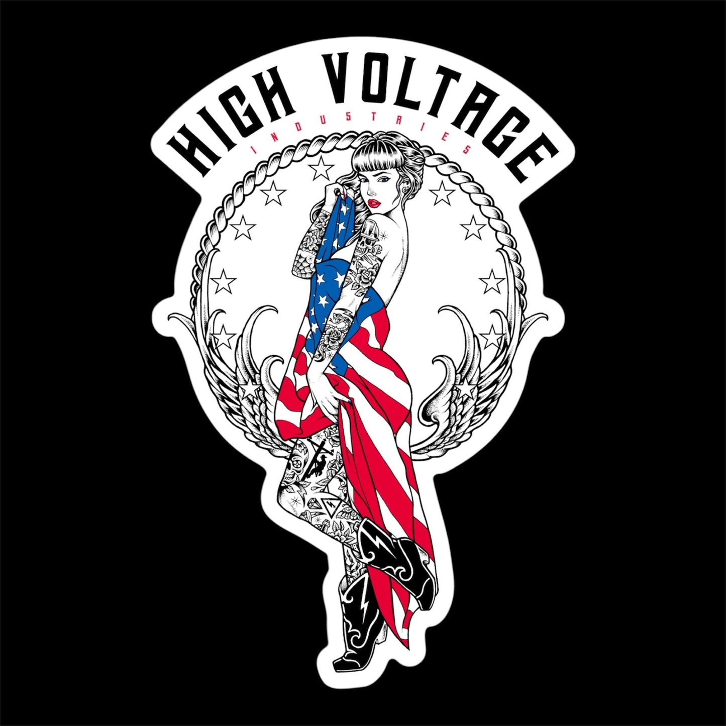 Old Glory Sticker - High Voltage Industries